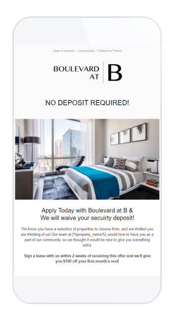 Waived Security Deposit Email