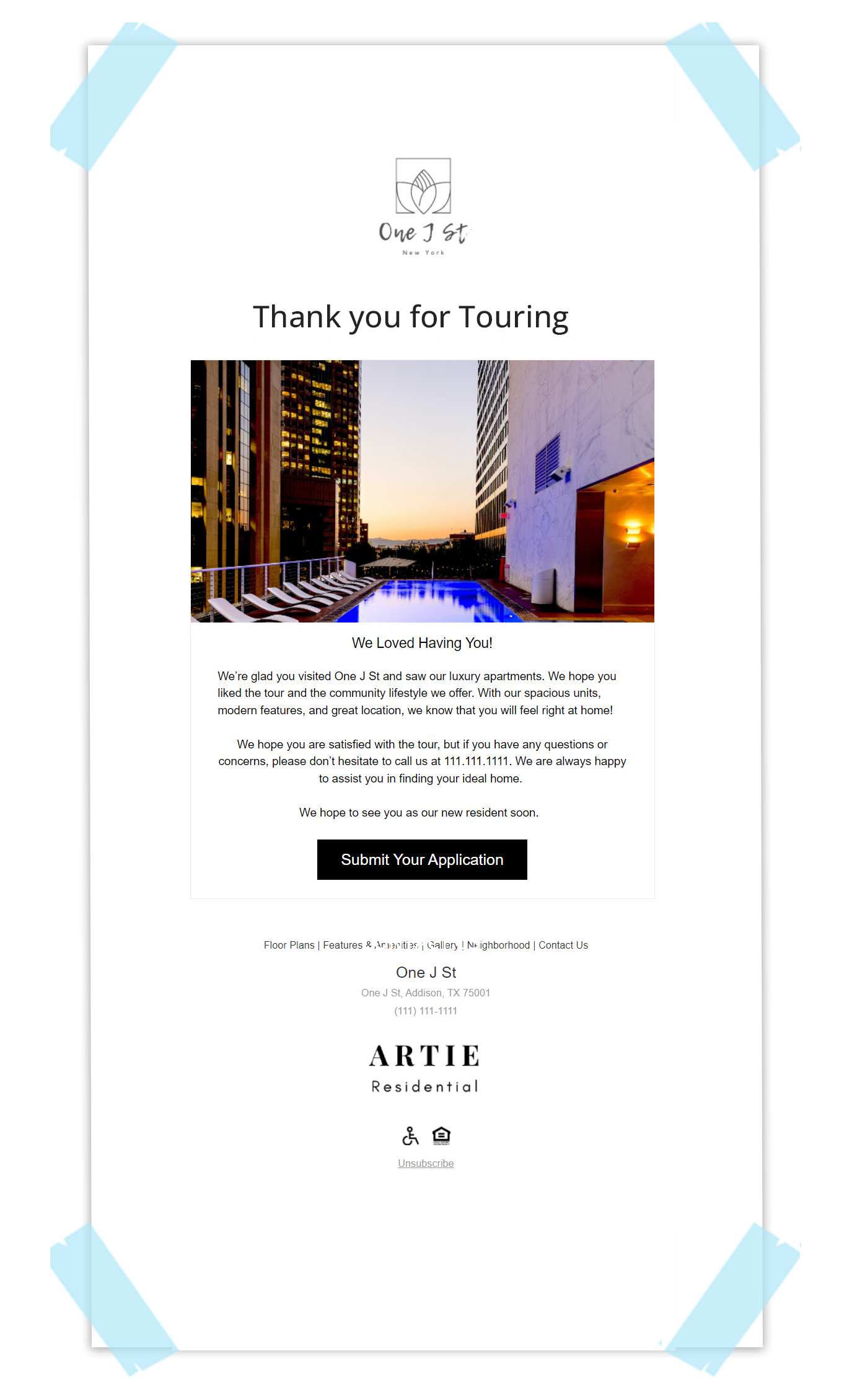 Post-Tour Nurture Experience Email Screenshot 1